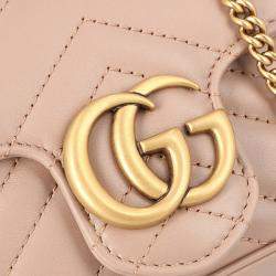 Pre Owned Gucci Light Pink GG Marmont Matelasse Super Mini Bag