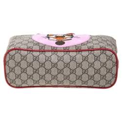 مملوكة مسبقًا Gucci Red/Beige GG Supreme Canvas, Suede and Leather Bosco Tote