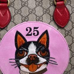 مملوكة مسبقًا Gucci Red/Beige GG Supreme Canvas, Suede and Leather Bosco Tote