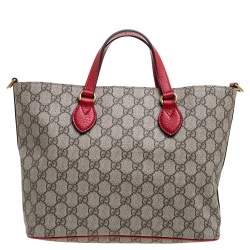 مملوكة مسبقًا Gucci Red/Beige GG Supreme Canvas, Suede and Leather Bosco Tote