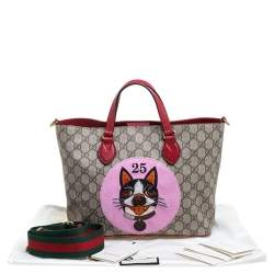 مملوكة مسبقًا Gucci Red/Beige GG Supreme Canvas, Suede and Leather Bosco Tote