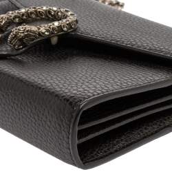 مملوكة مسبقًا Gucci Black Leather Dionysus Mini Chain Shoudler Bag