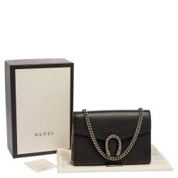 مملوكة مسبقًا Gucci Black Leather Dionysus Mini Chain Shoudler Bag
