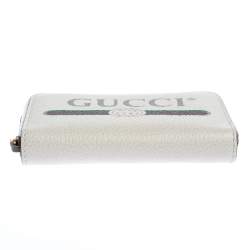 مملوكة مسبقًا Gucci Off White Printed Leather Zip Around Wallet