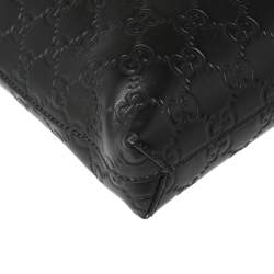 Pre Owned Gucci Black Guccissima Leather Messenger Bag
