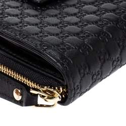 Pre Owned Gucci Black Microguccissima Leather Zip-Around Wallet
