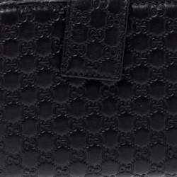Pre Owned Gucci Black Microguccissima Leather Zip-Around Wallet