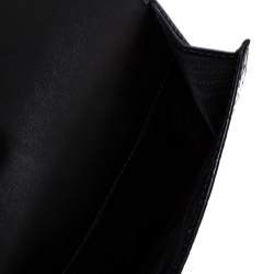 Pre Owned Gucci Black Microguccissima Leather French Flap Wallet