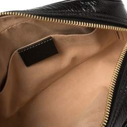 Pre Owned Gucci Black Suede and Patent Leather GG Ophidia Belt Bag