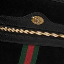 Pre Owned Gucci Black Suede and Patent Leather GG Ophidia Belt Bag