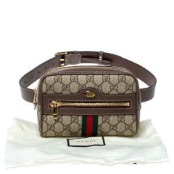 Pre Owned Gucci Beige/Ebony GG Supreme Coated Canvas and Leather Ophidia Belt Bag