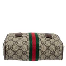 Pre Owned Gucci Beige/Ebony GG Supreme Coated Canvas and Leather Ophidia Belt Bag