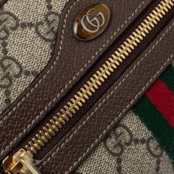 Pre Owned Gucci Beige/Ebony GG Supreme Coated Canvas and Leather Ophidia Belt Bag