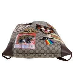 Pre Owned Gucci Beige GG Supreme Canvas Courrier Soft Drawstring Backpack