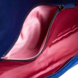 مملوكة مسبقًا Gucci Blue Matelasse Velvet Medium GG Marmont Shoulder Bag