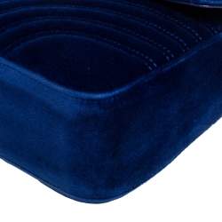 مملوكة مسبقًا Gucci Blue Matelasse Velvet Medium GG Marmont Shoulder Bag