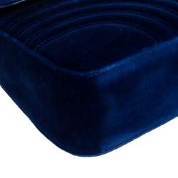 مملوكة مسبقًا Gucci Blue Matelasse Velvet Medium GG Marmont Shoulder Bag