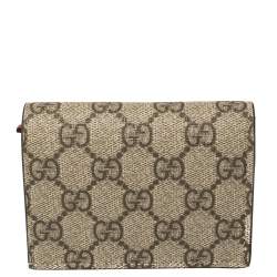 Gucci Beige GG Supreme Canvas Mystic Cat Compact Wallet