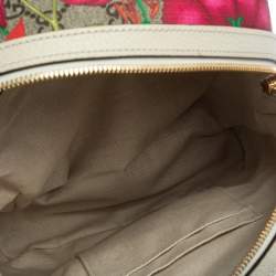 Pre Owned Gucci White GG Supreme Canvas and Leather Small Ophidia Flora Backpack