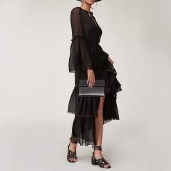 Pre Owned Gucci Black Leather Double GG Flap Clutch