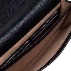 Pre Owned Gucci Black Leather Double GG Flap Clutch