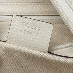 Pre Owned Gucci Off White Leather Logo Print Backpack