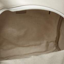 Pre Owned Gucci Off White Leather Logo Print Backpack