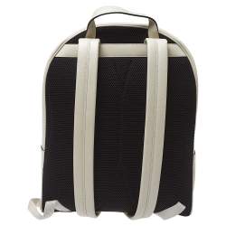 Pre Owned Gucci Off White Leather Logo Print Backpack