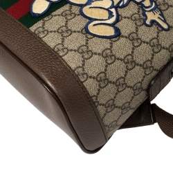 Pre Owned Gucci Beige GG Supreme Canvas and Leather Disney Three Little Pigs Ophidia Backpack
