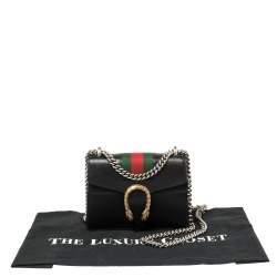 مملوكة مسبقًا Gucci Black Leather Mini Web Dionysus Shoulder Bag