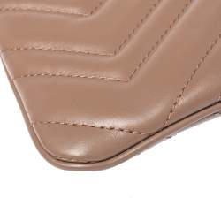 Pre Owned Gucci Pink Leather GG Marmont Wrist Wallet