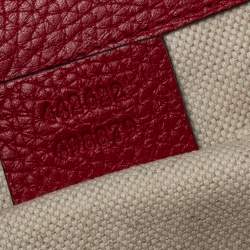 Pre Owned Gucci Red Leather Mini GG Marmont Top Handle Bag