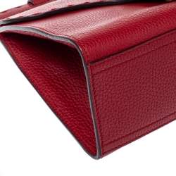 Pre Owned Gucci Red Leather Mini GG Marmont Top Handle Bag
