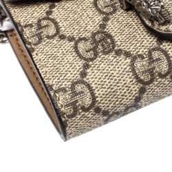 Pre Owned Gucci Beige GG Supreme Canvas Dionysus Chain Coin Purse