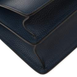 Pre Owned Gucci Navy Blue Leather Medium Dionysus Bamboo Top Handle Bag