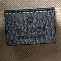 Pre Owned Gucci Navy Blue Leather Medium Dionysus Bamboo Top Handle Bag