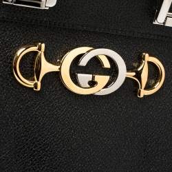 مملوكة مسبقًا حقيبة غوتشي زومي جلد أسود محبب صغيرة