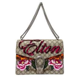 Gucci Dionysus Gg Supreme Elton Shoulder Bag, White