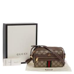 مملوكة مسبقًا حقيبة كروس غوتشي ميني أوفيديا جلد وكانفاس سوبريم جي جي عاجية/ بيج