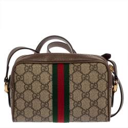 مملوكة مسبقًا حقيبة كروس غوتشي ميني أوفيديا جلد وكانفاس سوبريم جي جي عاجية/ بيج