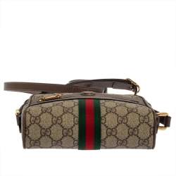 مملوكة مسبقًا حقيبة كروس غوتشي ميني أوفيديا جلد وكانفاس سوبريم جي جي عاجية/ بيج