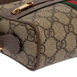 مملوكة مسبقًا حقيبة كروس غوتشي ميني أوفيديا جلد وكانفاس سوبريم جي جي عاجية/ بيج