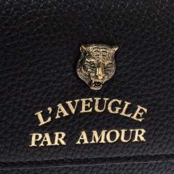 Pre Owned  محفظة كونتيننتال غوتشي آنيمالير جلد سوداء