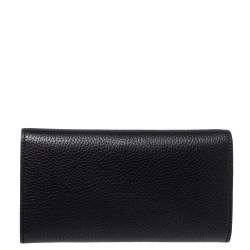 Pre Owned  محفظة كونتيننتال غوتشي آنيمالير جلد سوداء