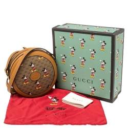 مملوكة مسبقًا Gucci x Disney Brown GG Supreme Canvas and Leather Mini Mickey Mouse Round Crossbody Bag