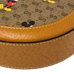 مملوكة مسبقًا Gucci x Disney Brown GG Supreme Canvas and Leather Mini Mickey Mouse Round Crossbody Bag