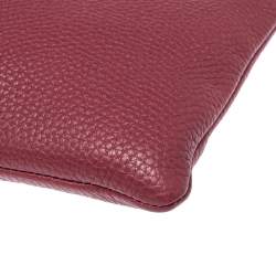 Pre Owned Gucci Dark Pink Leather Bamboo Tassel Clutch