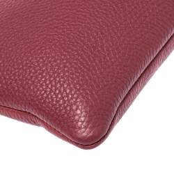 Pre Owned Gucci Dark Pink Leather Bamboo Tassel Clutch