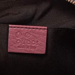 Pre Owned Gucci Dark Pink Leather Bamboo Tassel Clutch