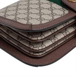 Pre Owned Gucci Brown GG Supreme Canvas and Leather Ophidia  Messenger Bag